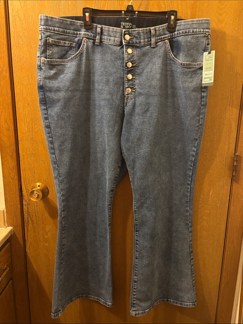 Terra & Sky Blue Button-Fly Flare Jeans-Size 24 W-